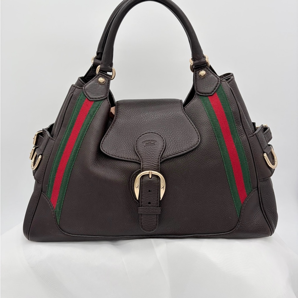 Gucci Tom Ford Heritage Chocolate Brown Leather HoBo w\ signature Sherry line